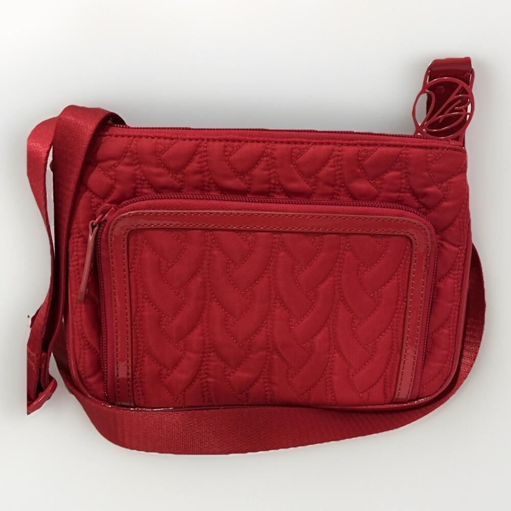 Vera Bradley Crossbody Purse Bag Scarlet Red Quilted Nylon EUC